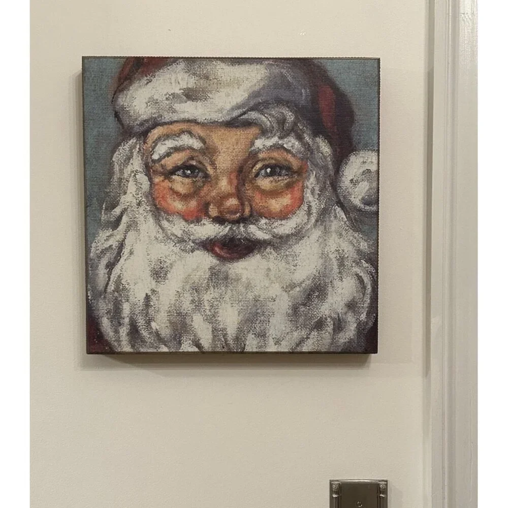 Primitives by Kathy Santa Claus Christmas Holiday Wooden Block Wall Art 16 x 16